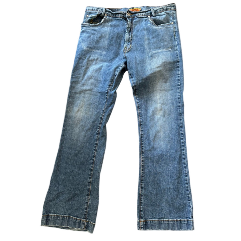 Vintage Leemo Usa Jeans Y2k Baggy Bootcut 17/18 Distressed Blue Denim Women’s